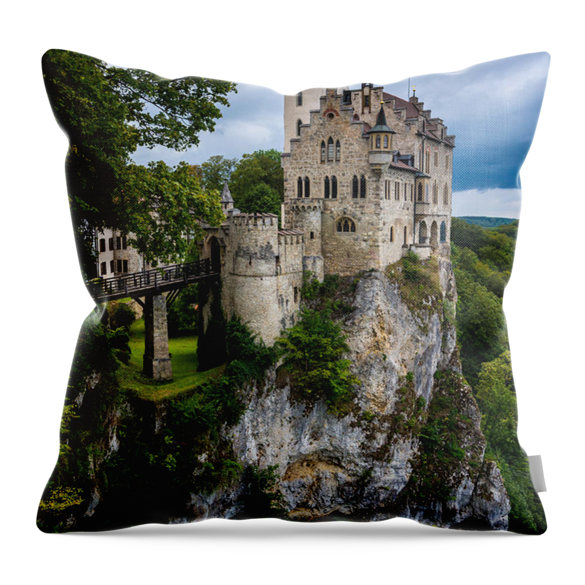 Lichtenstein Castle Throw Pillow featuring the photograph Lichtenstein Castle - Baden-Wurttemberg - Germany by Gary Whitton
