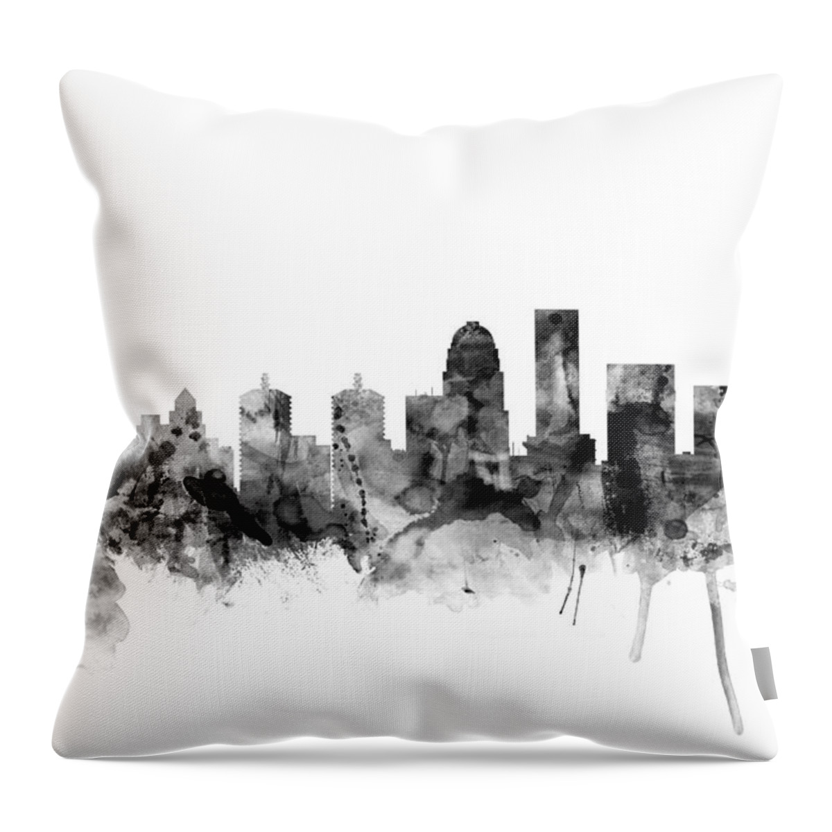 Watercolour Throw Pillow featuring the digital art Louisville Kentucky City Skyline by Michael Tompsett