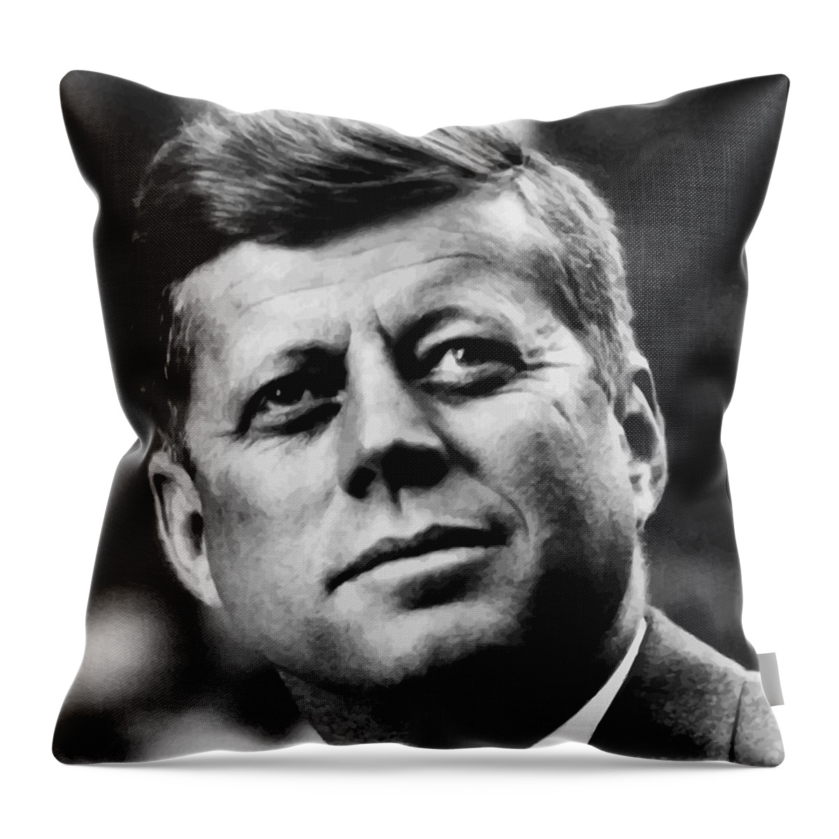 Jfk Throw Pillow featuring the painting President Kennedy by War Is Hell Store