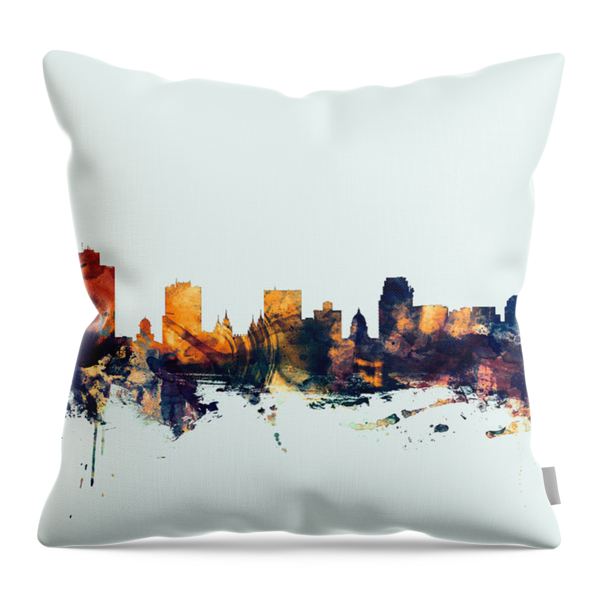 United States Throw Pillow featuring the digital art Salt Lake City Skyline by Michael Tompsett