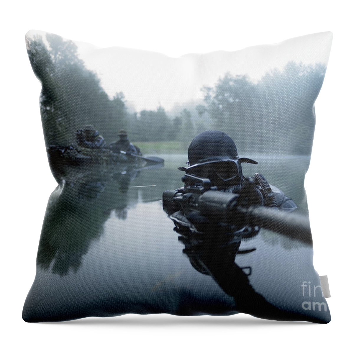 Special Operations Forces Throw Pillow featuring the photograph Special Operations Forces Combat Diver by Tom Weber