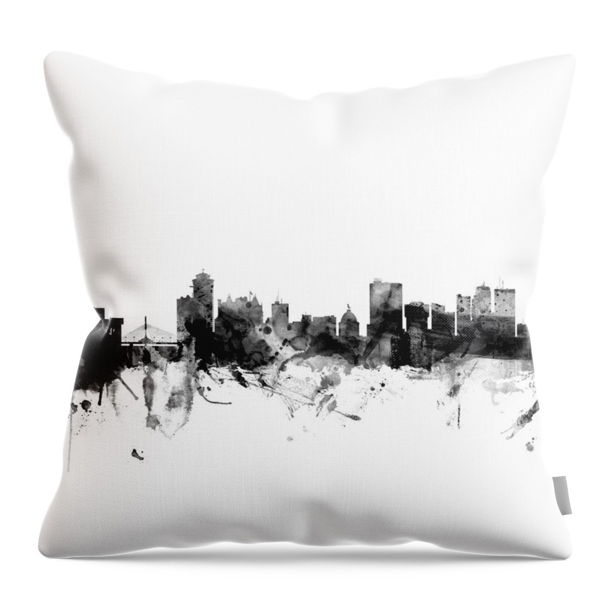 City Skyline Throw Pillow featuring the digital art Winnipeg Canada Skyline by Michael Tompsett