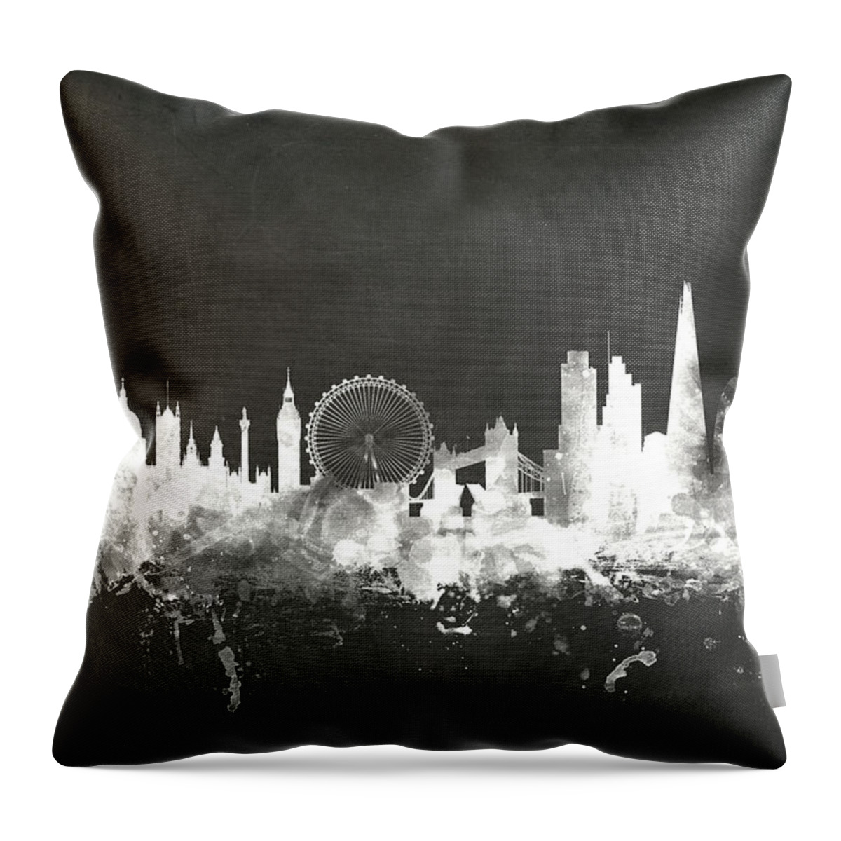 London Throw Pillow featuring the digital art London England Skyline by Michael Tompsett