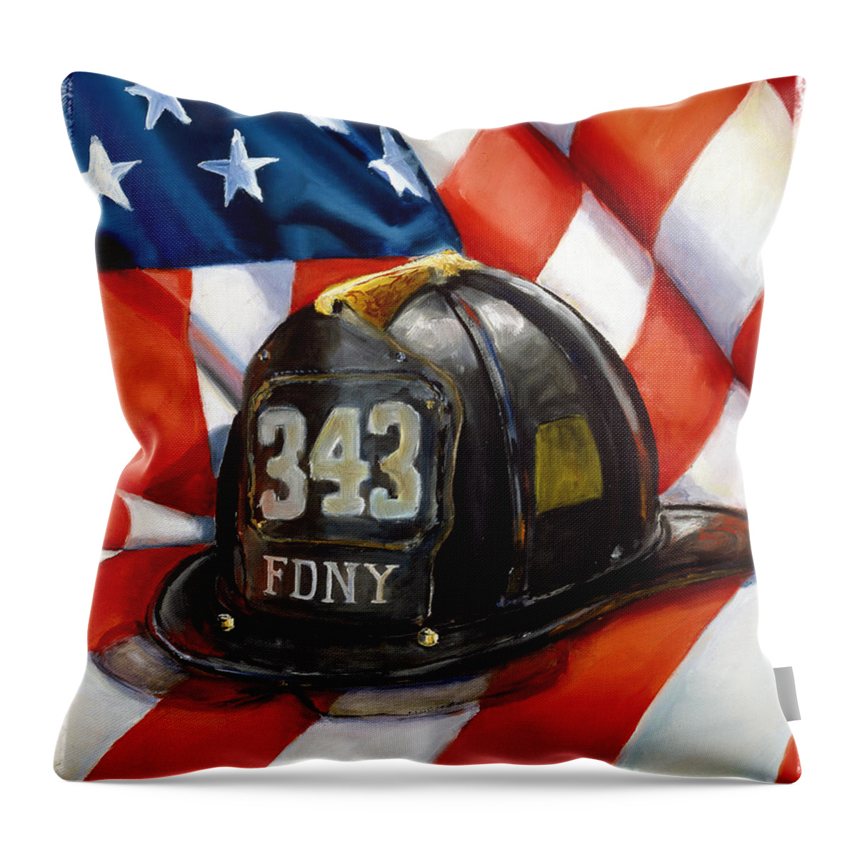 American Flag Throw Pillow featuring the painting 343 by Paul Walsh