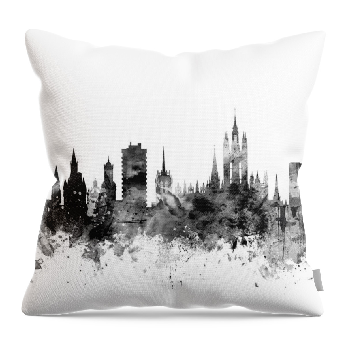 City Throw Pillow featuring the digital art Aberdeen Scotland Skyline by Michael Tompsett