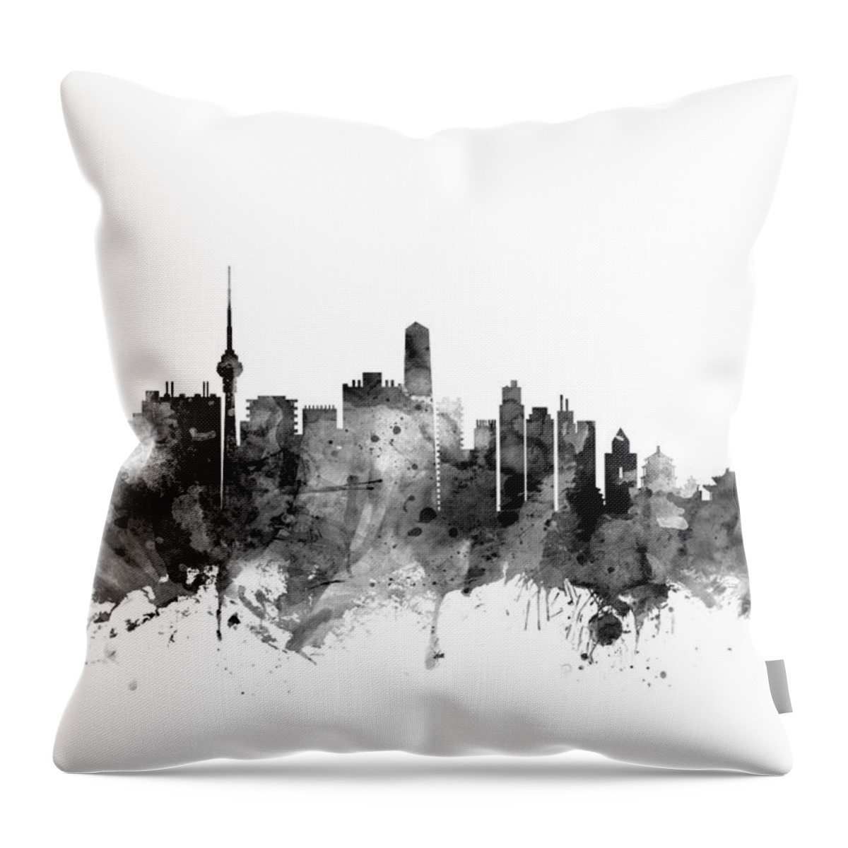Beijing Throw Pillow featuring the digital art Beijing China Skyline by Michael Tompsett