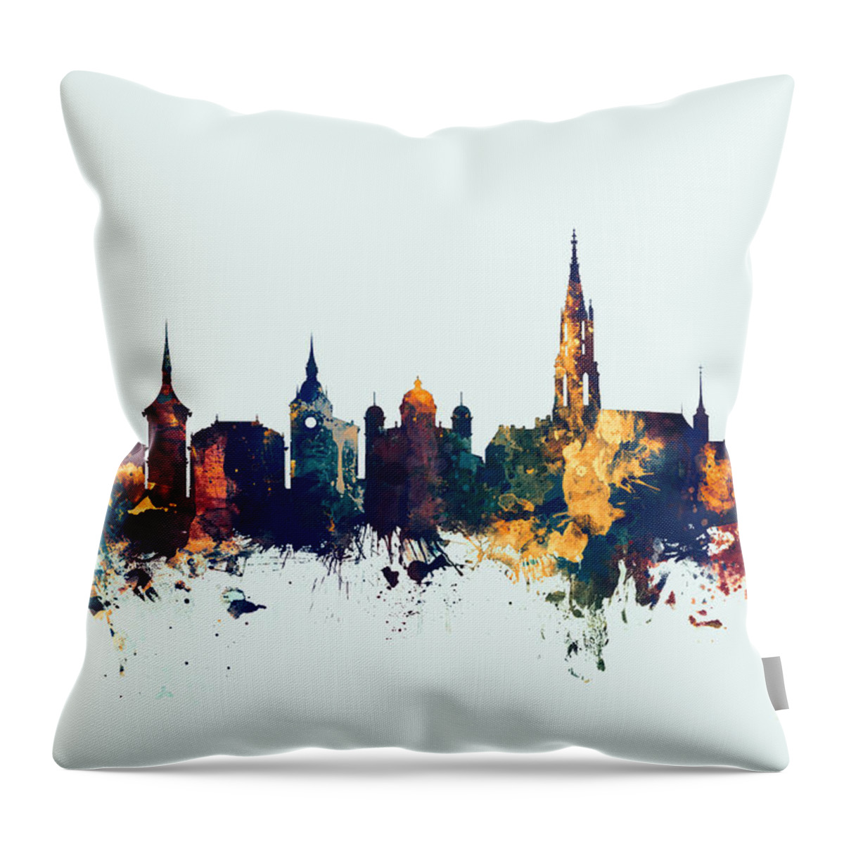Bern Throw Pillow featuring the digital art Bern Switzerland Skyline by Michael Tompsett