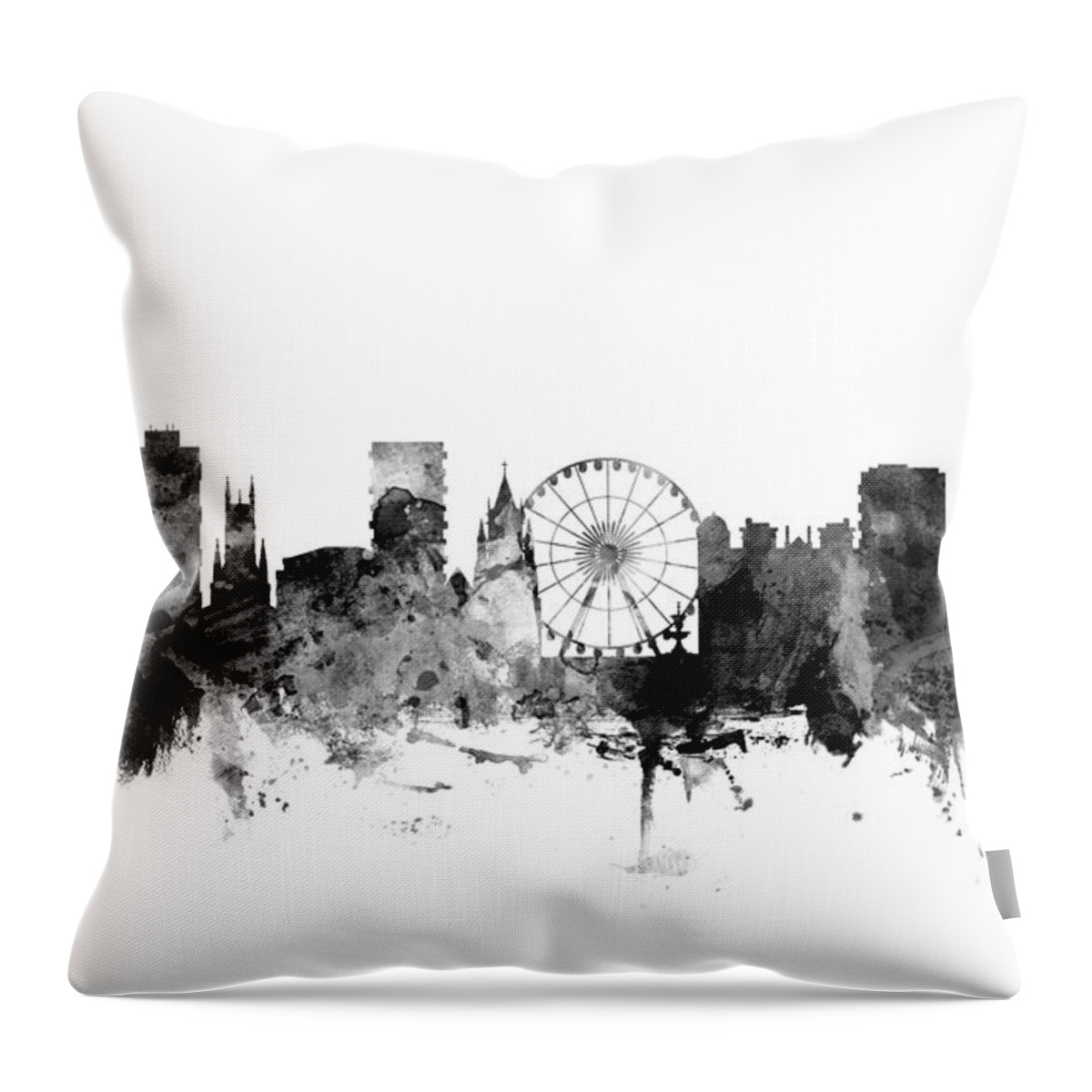 City Throw Pillow featuring the digital art Brighton England Skyline by Michael Tompsett