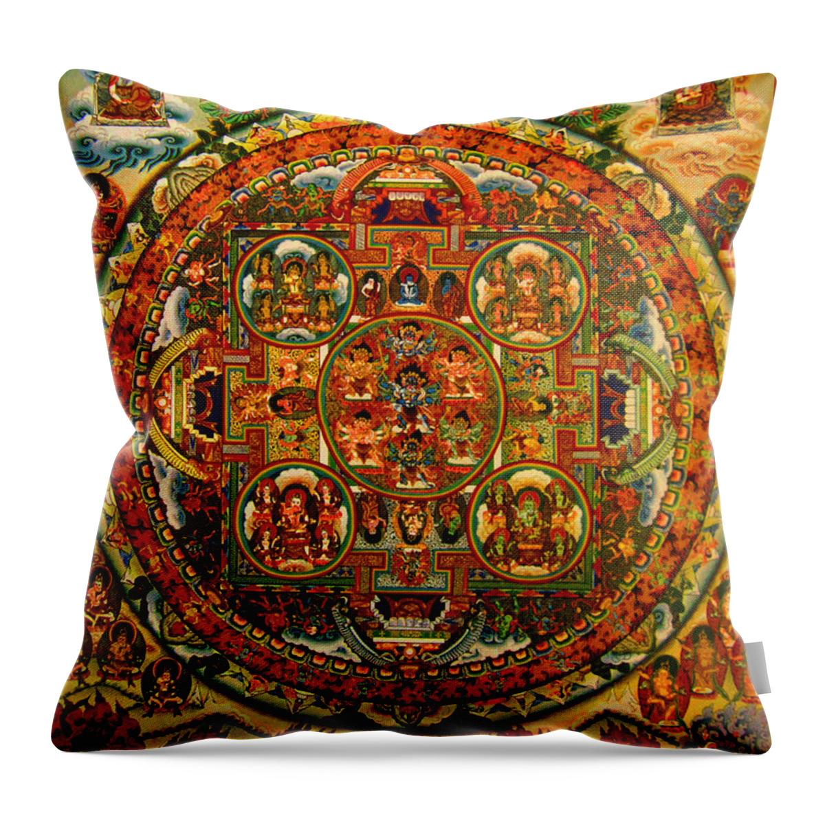 Buddhism Throw Pillow featuring the painting Buddhist Painting by Steve Fields