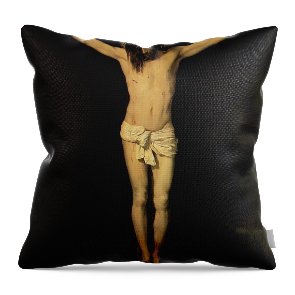 Diego Velazquez Throw Pillow featuring the painting Christ on the Cross by Diego Velazquez