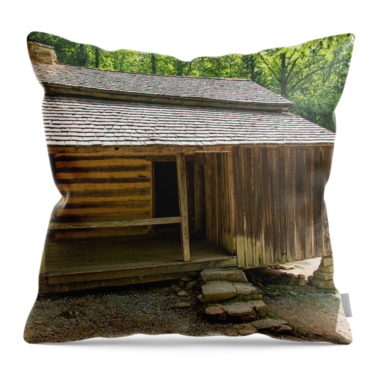 Cades Cove Throw Pillow featuring the photograph Elijah Oliver Place by Fred Stearns