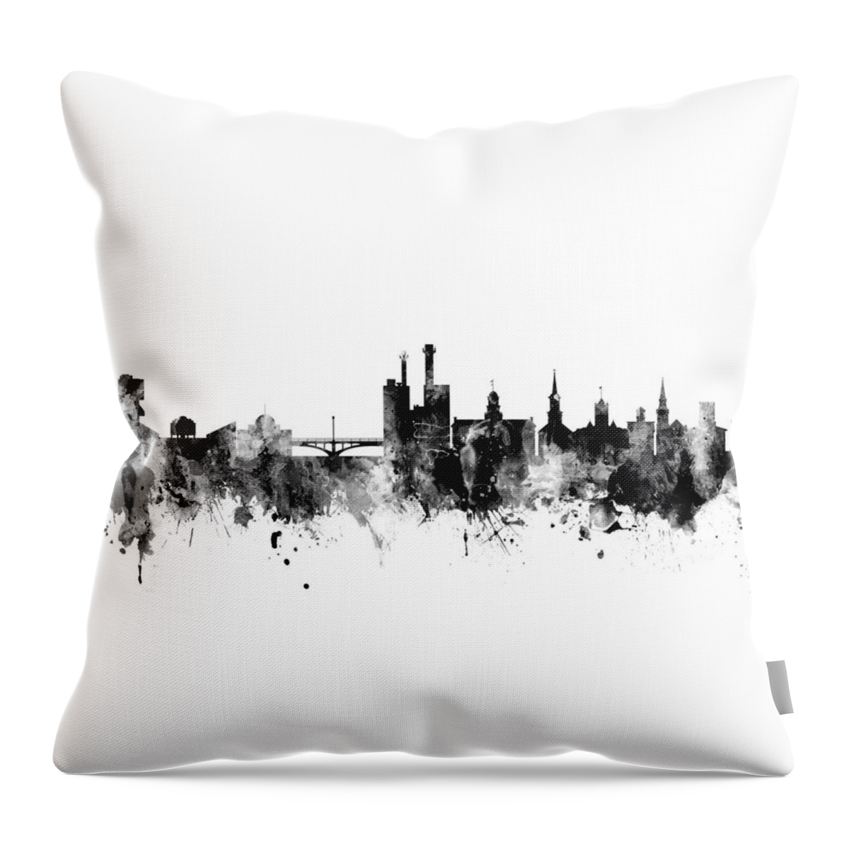 Iowa City Throw Pillow featuring the digital art Iowa City Iowa Skyline by Michael Tompsett