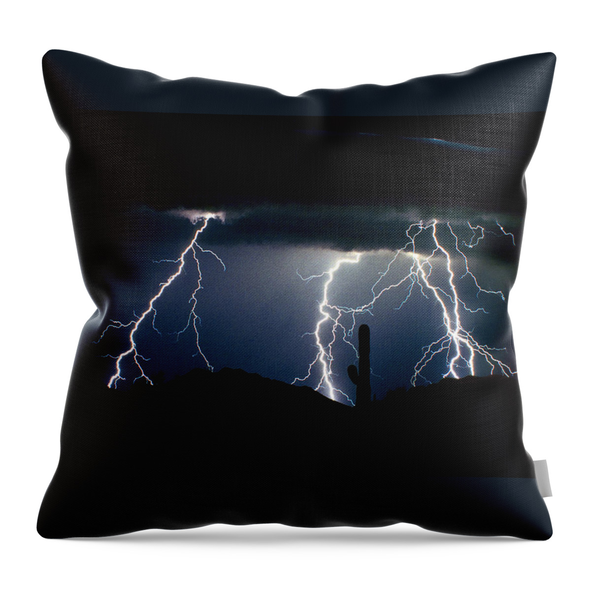 Landscape Throw Pillow featuring the photograph 4 Lightning Bolts Fine Art Photography Print by James BO Insogna