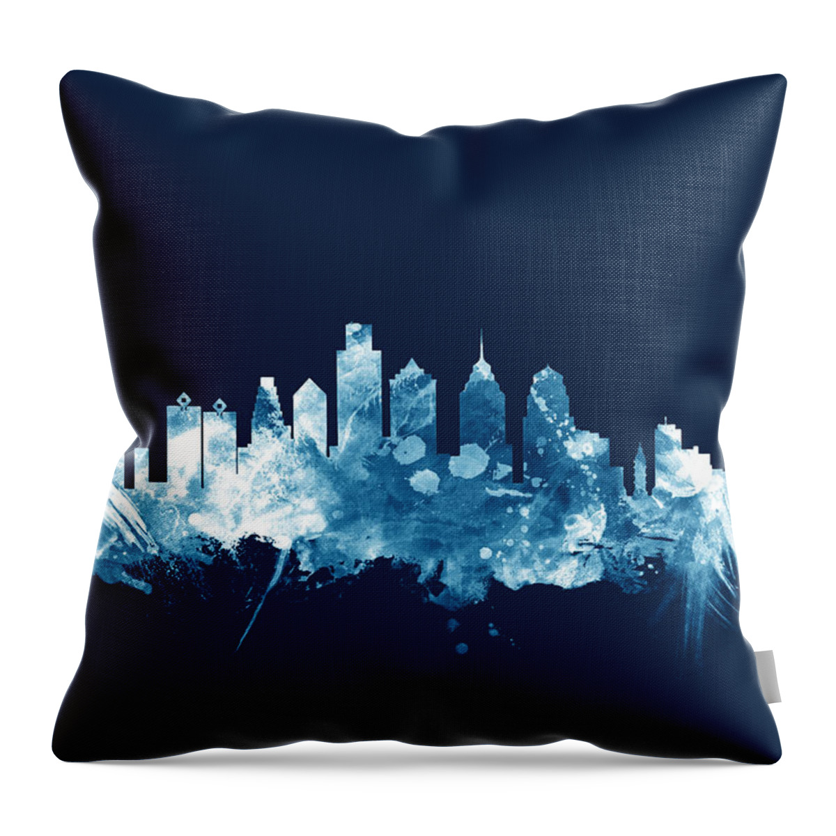 Philadelphia Throw Pillow featuring the digital art Philadelphia Pennsylvania Skyline by Michael Tompsett