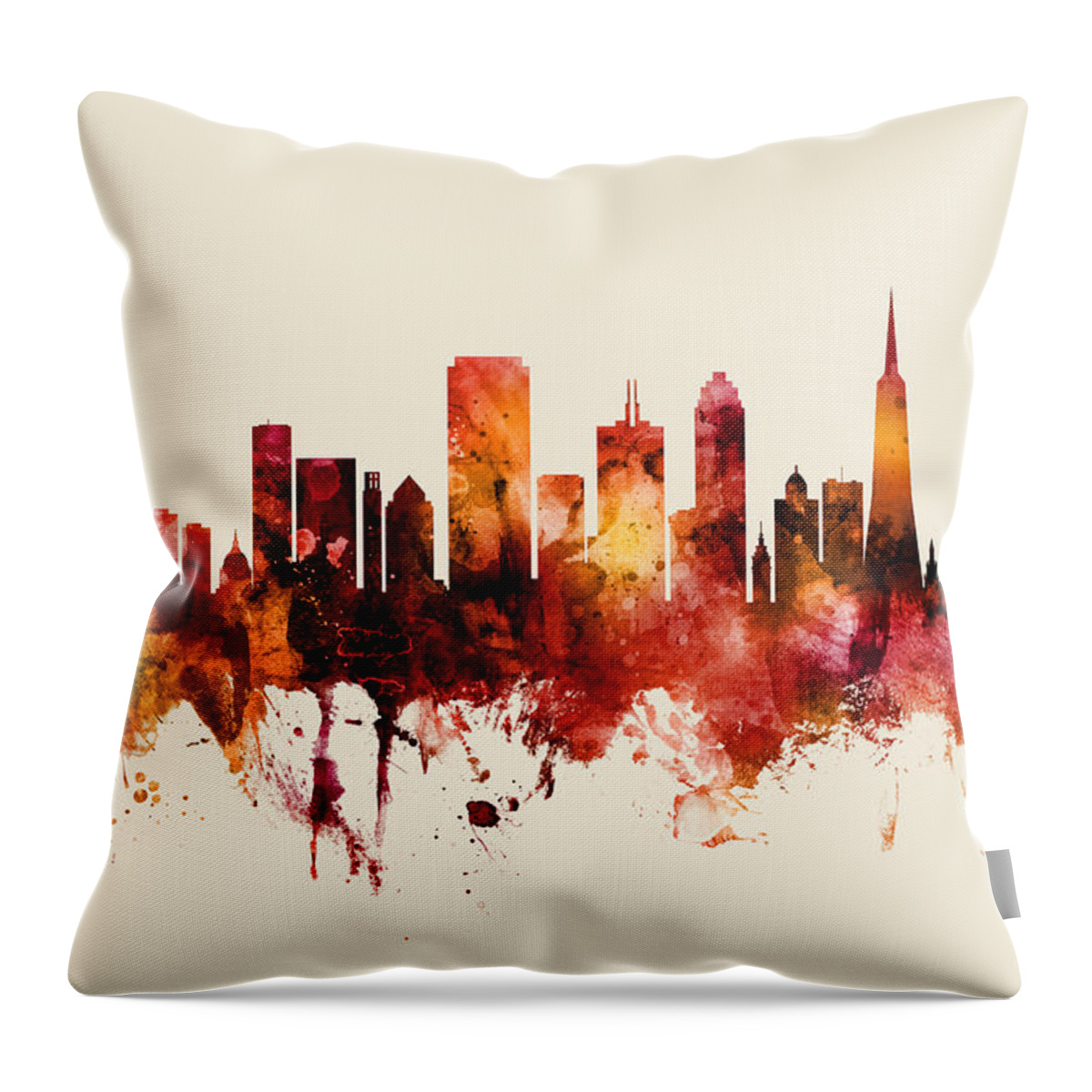 San Francisco Throw Pillow featuring the digital art San Francisco California Skyline by Michael Tompsett