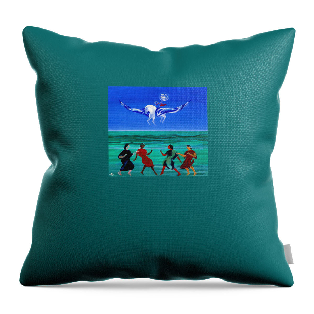 Flamingo Throw Pillow featuring the painting Sons of the Sun by Enrico Garff