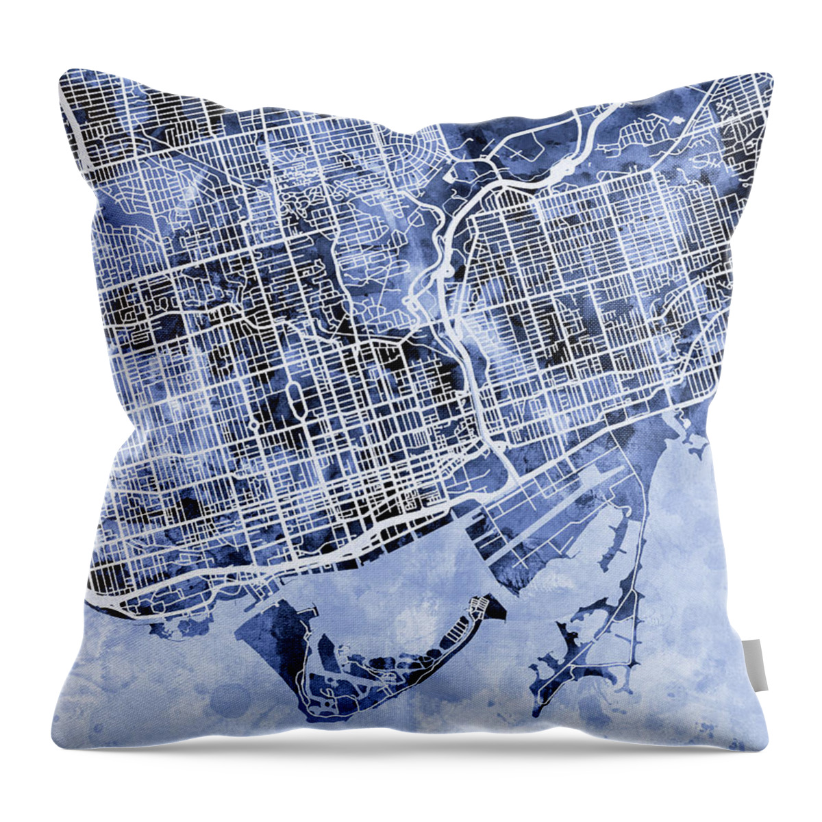Street Map Throw Pillow featuring the digital art Toronto Street Map by Michael Tompsett