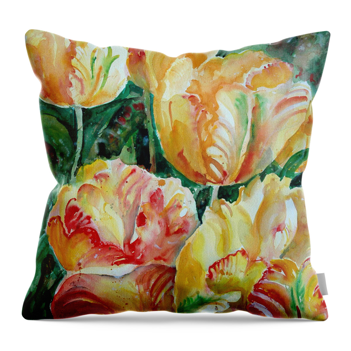 Paper Throw Pillow featuring the painting Tulips by Ingrid Dohm