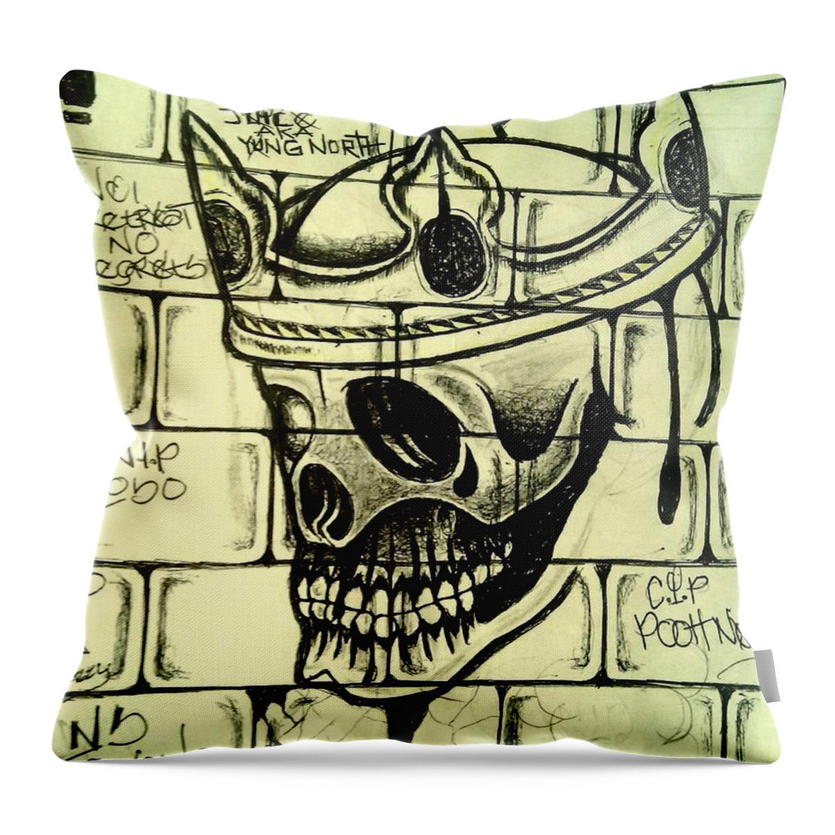 Black Art Throw Pillow featuring the drawing Untitled 4 by A S 