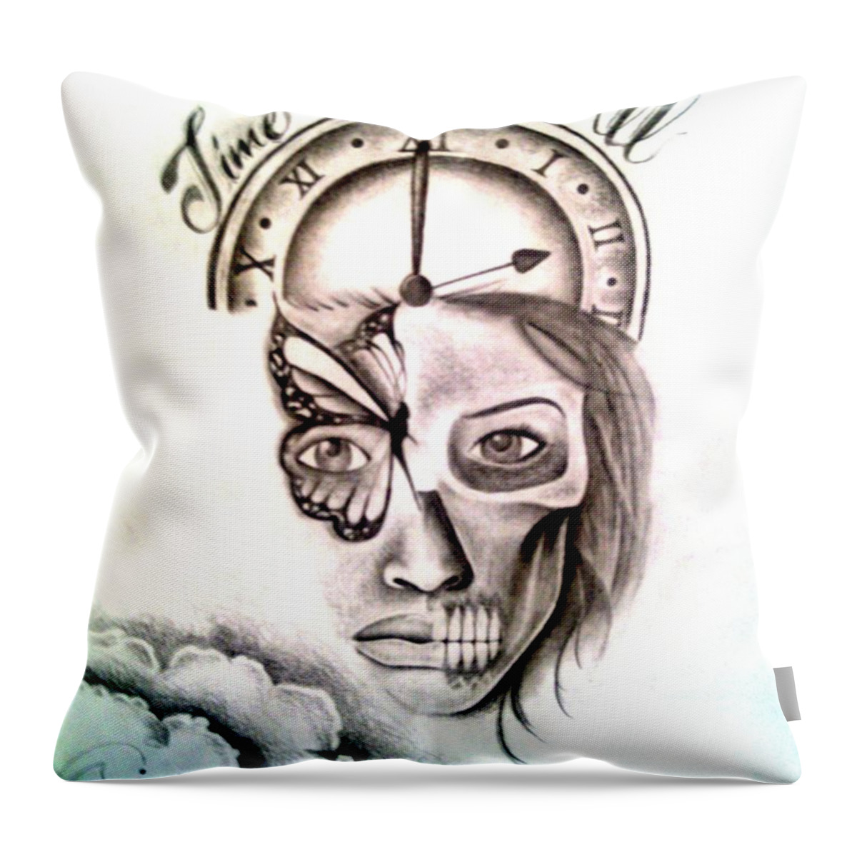 Black Art Throw Pillow featuring the drawing Untitled 3 by A S