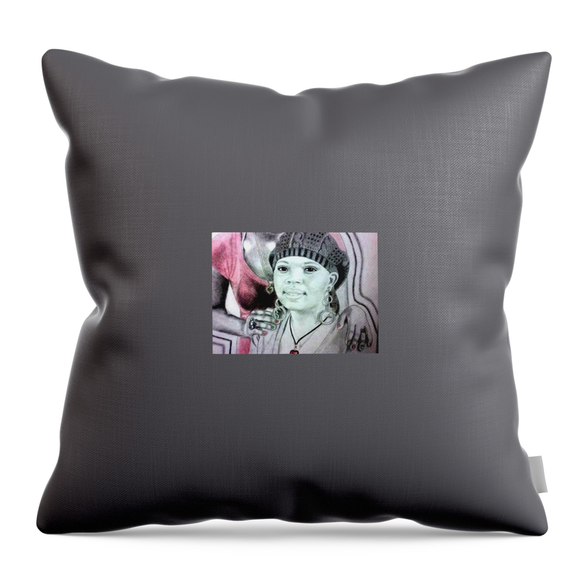 Black Art Throw Pillow featuring the drawing Untitled 4 by Maru 
