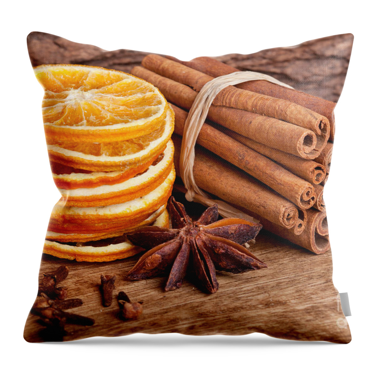 Cinnamon Throw Pillow featuring the photograph Winter Spices by Nailia Schwarz