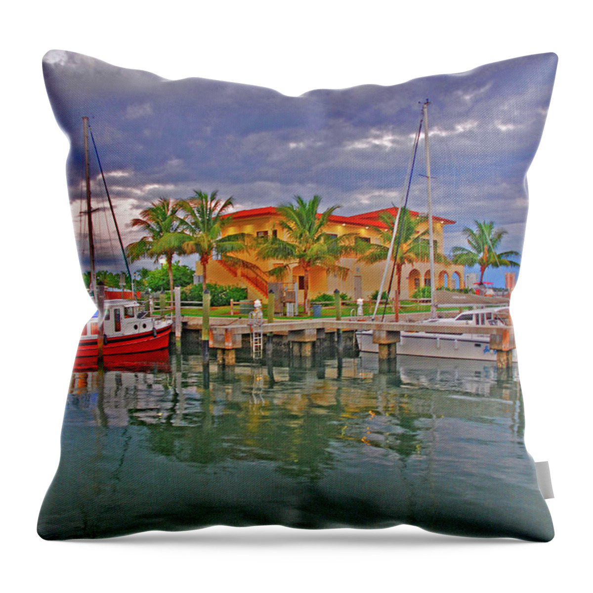 Marina Throw Pillow featuring the digital art 40- Harbor Nights by Joseph Keane