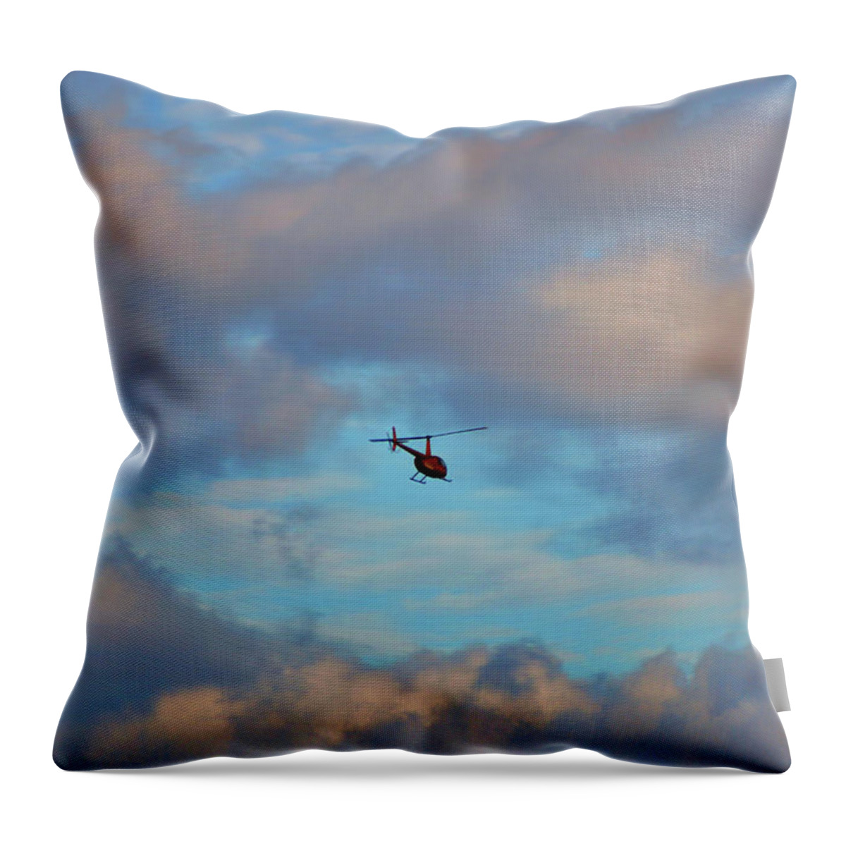Helicopter Throw Pillow featuring the digital art 41- Into The Blue by Joseph Keane