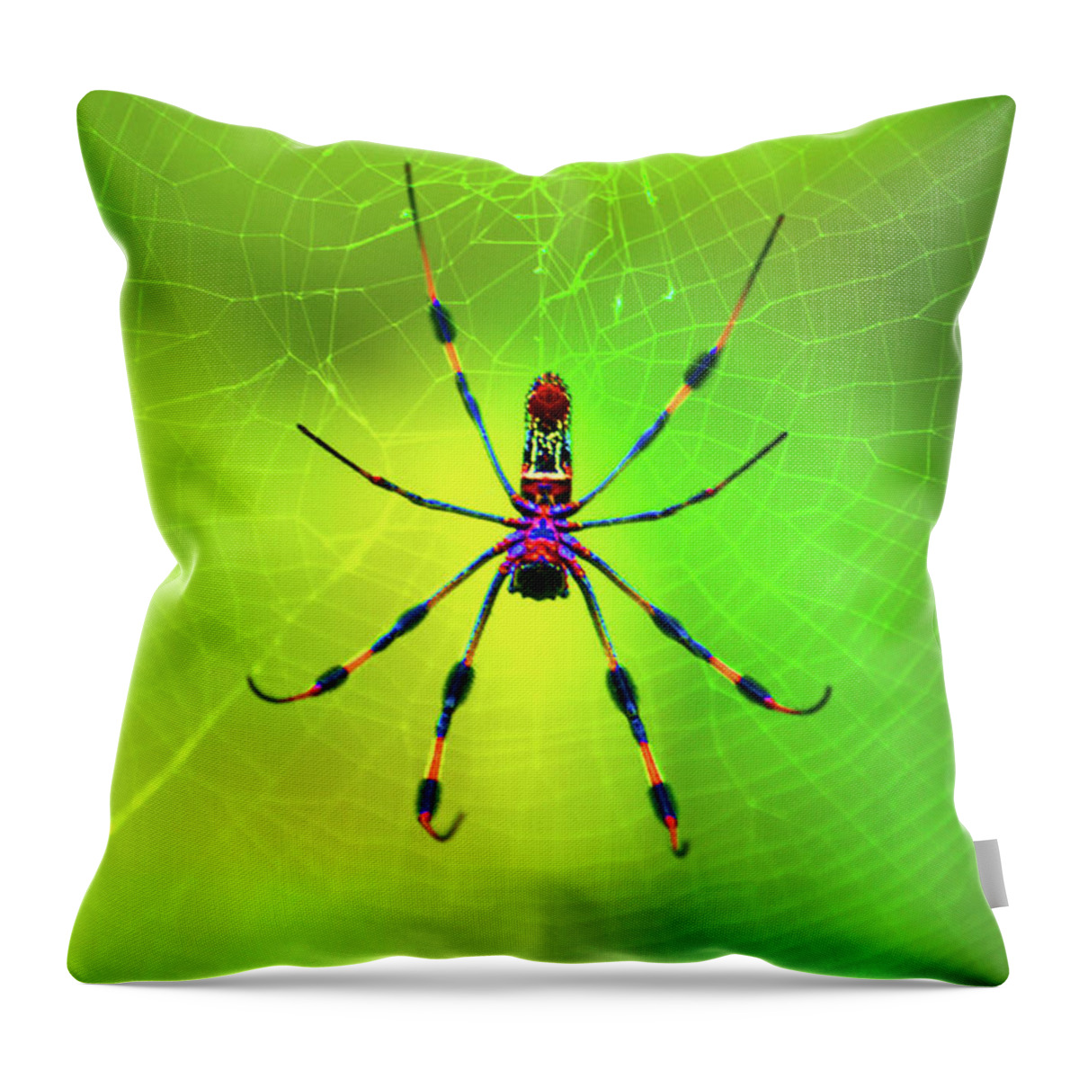 Banana Spider Throw Pillow featuring the digital art 42- Come Closer by Joseph Keane