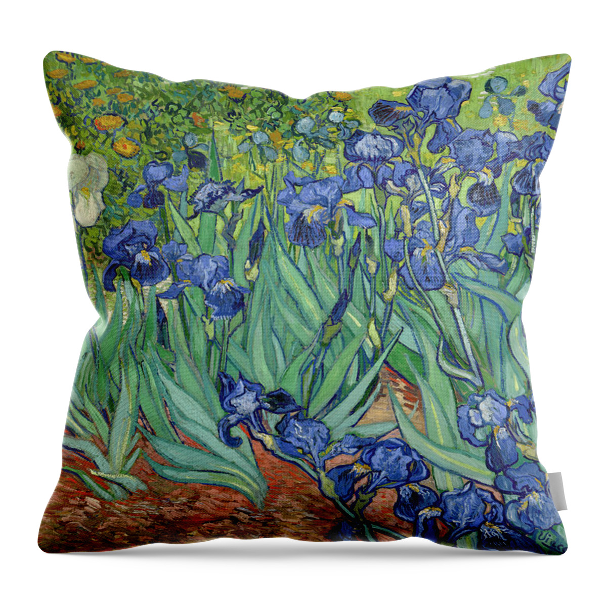 Irises Throw Pillow featuring the painting Irises by Vincent van Gogh