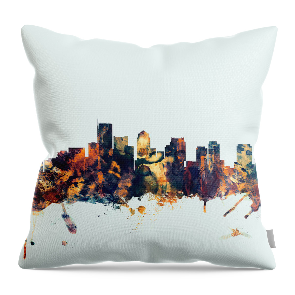 United States Throw Pillow featuring the digital art Boston Massachusetts Skyline by Michael Tompsett