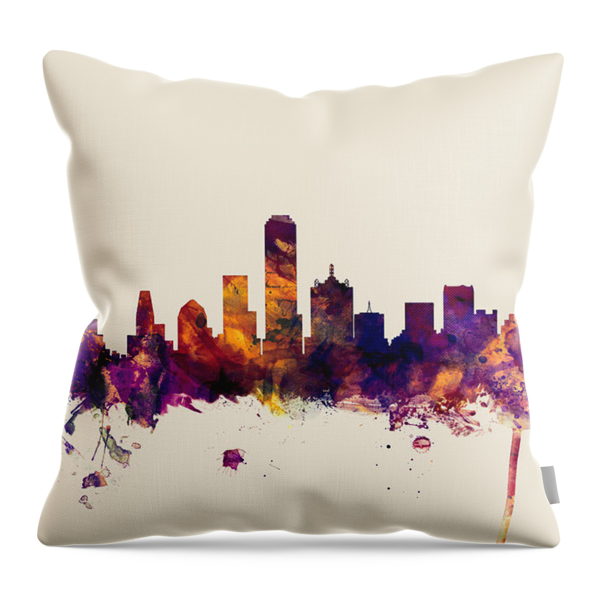United States Throw Pillow featuring the digital art Dallas Texas Skyline by Michael Tompsett