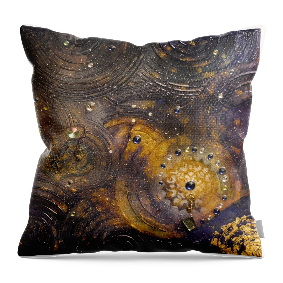 Cosmos Throw Pillow featuring the mixed media Reaction by MiMi Stirn