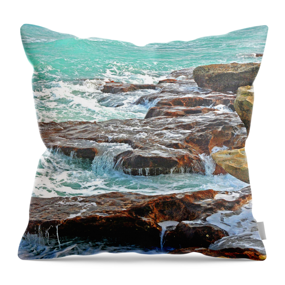 Beach Throw Pillow featuring the photograph 5- Ocean Reef Shoreline by Joseph Keane