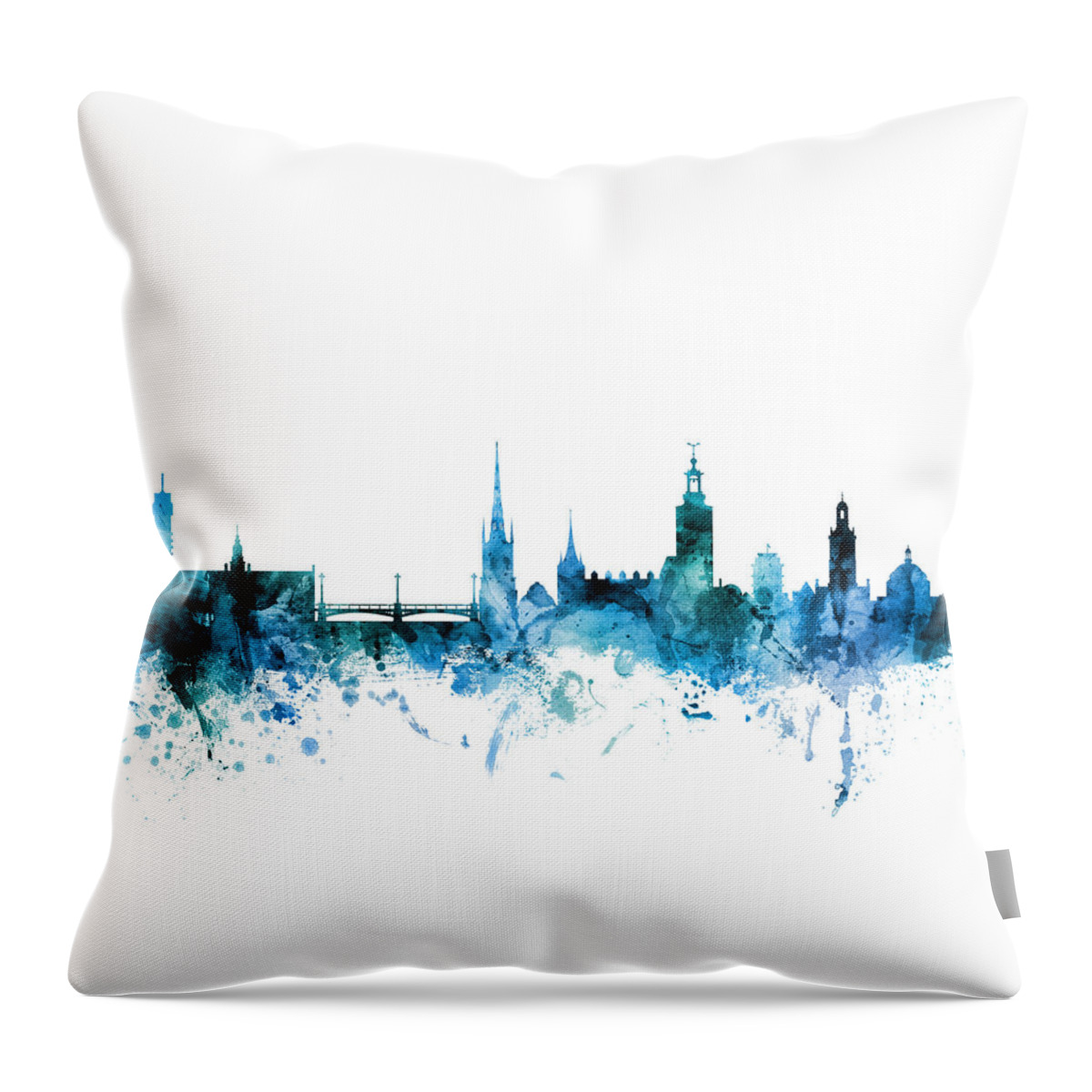 Stockholm Throw Pillow featuring the digital art Stockholm Sweden Skyline by Michael Tompsett
