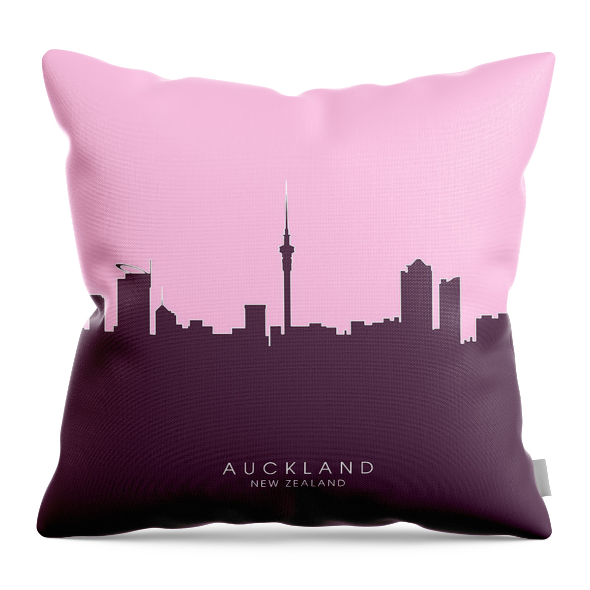 United States Throw Pillow featuring the digital art Auckland New Zealand Skyline by Michael Tompsett