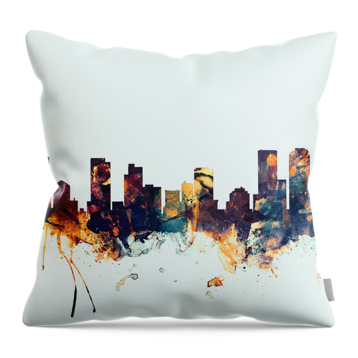 United States Throw Pillow featuring the digital art Denver Colorado Skyline by Michael Tompsett