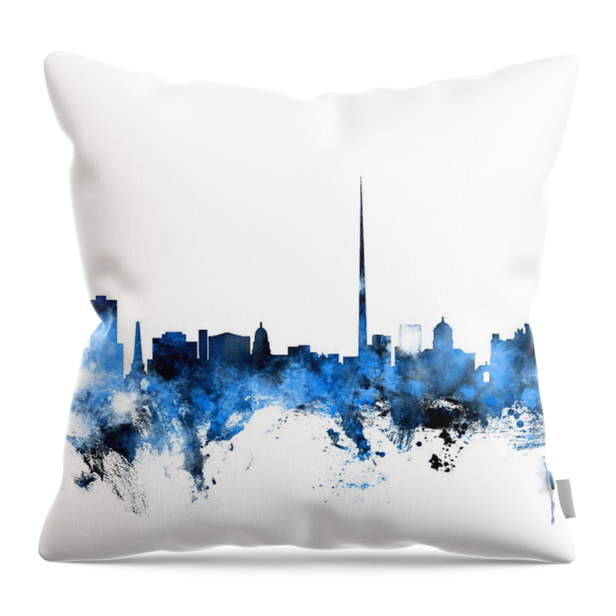City Throw Pillow featuring the digital art Dublin Ireland Skyline by Michael Tompsett