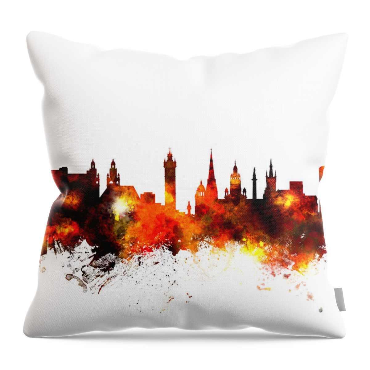 City Throw Pillow featuring the digital art Glasgow Scotland Skyline by Michael Tompsett