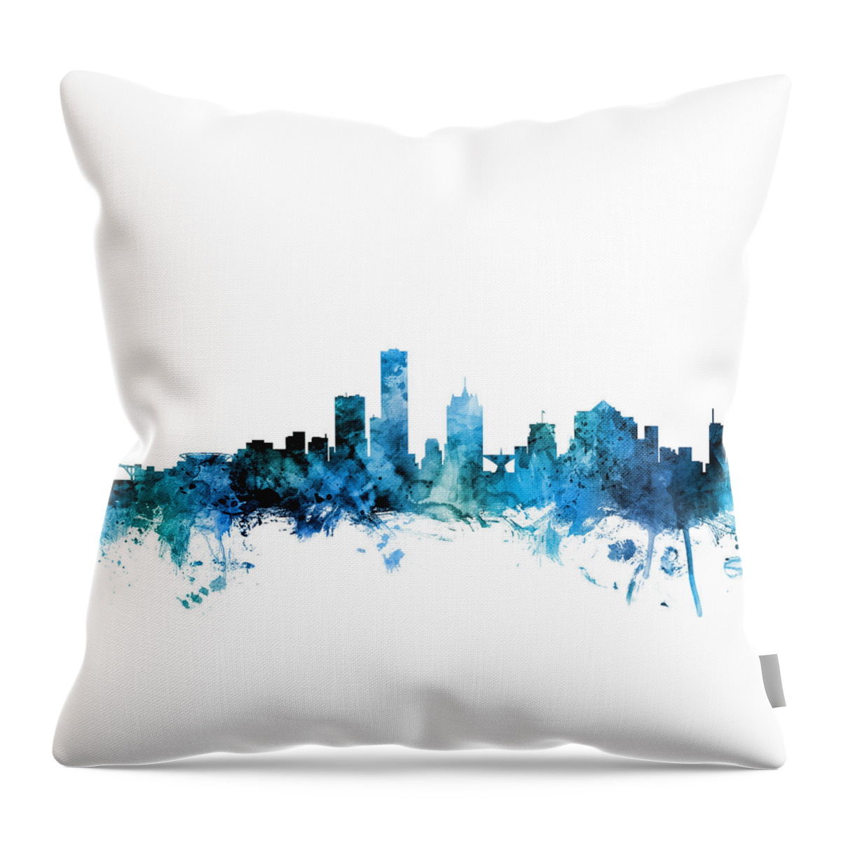 Milwaukee Throw Pillow featuring the digital art Milwaukee Wisconsin Skyline by Michael Tompsett