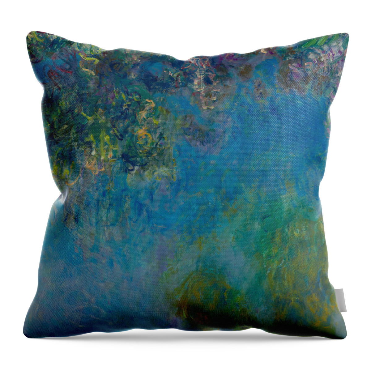 Claude Monet Throw Pillow featuring the painting Wisteria by Claude Monet