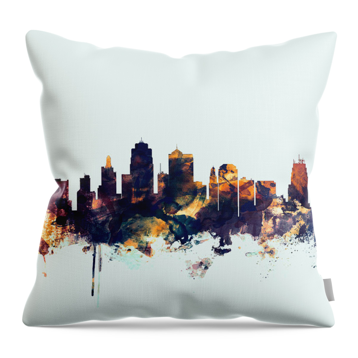 United States Throw Pillow featuring the digital art Kansas City Skyline by Michael Tompsett