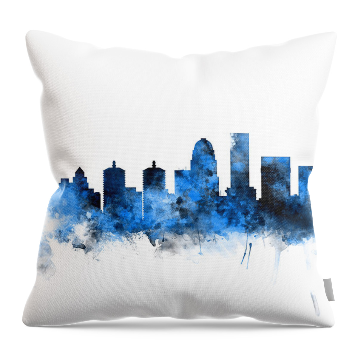 Watercolour Throw Pillow featuring the digital art Louisville Kentucky City Skyline by Michael Tompsett