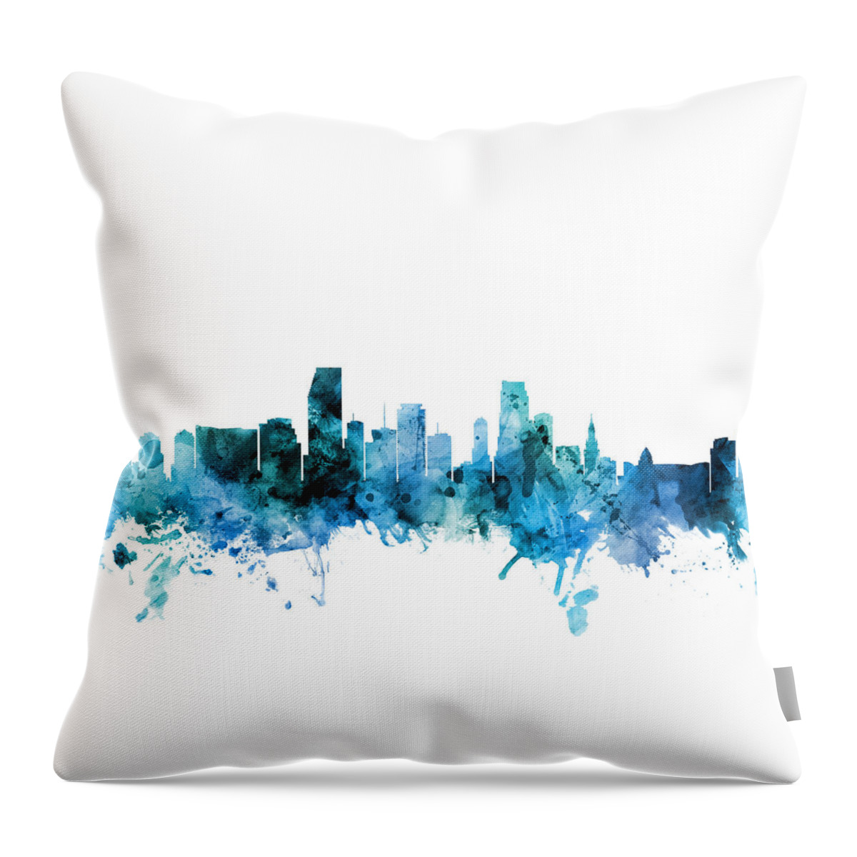 Miami Throw Pillow featuring the digital art Miami Florida Skyline by Michael Tompsett