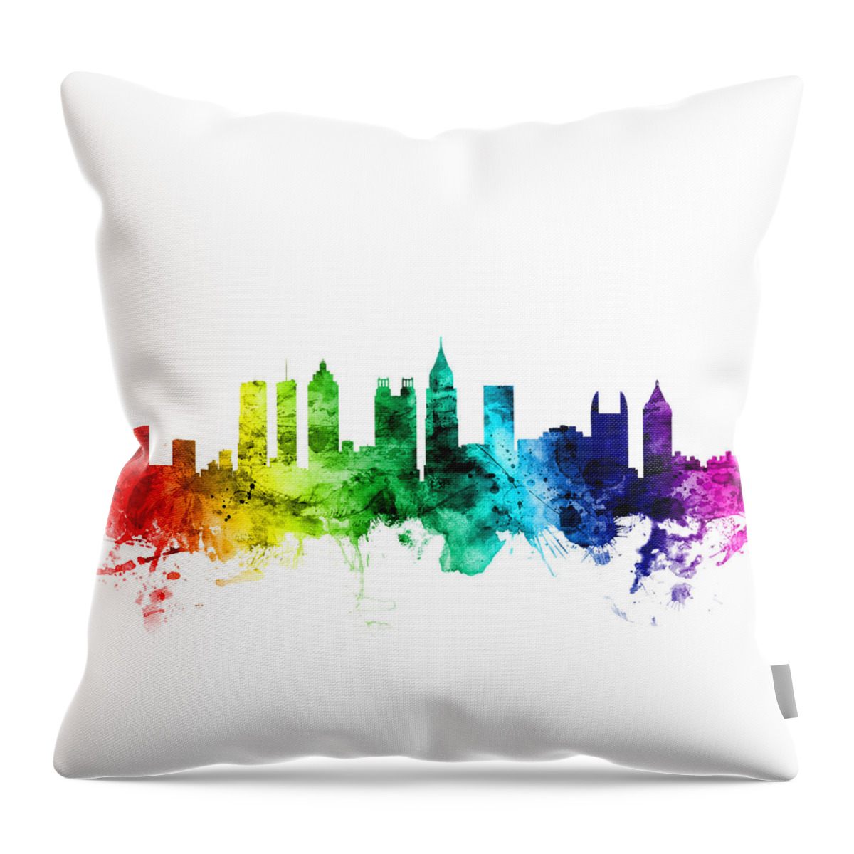 United States Throw Pillow featuring the digital art Atlanta Georgia Skyline by Michael Tompsett