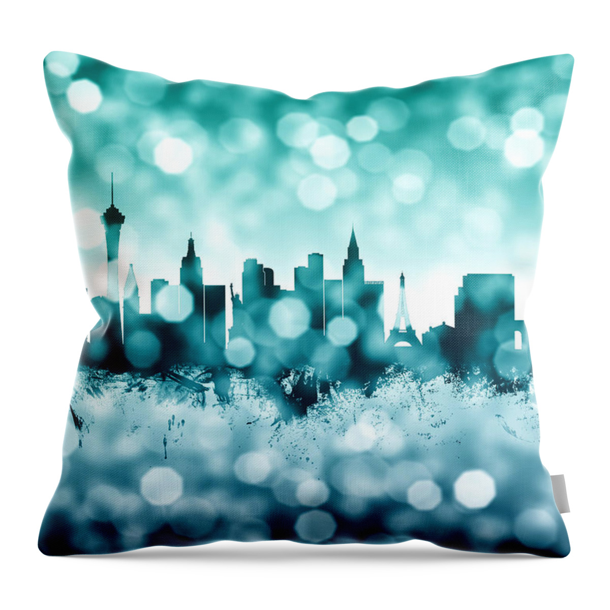 City Throw Pillow featuring the digital art Las Vegas Nevada Skyline by Michael Tompsett