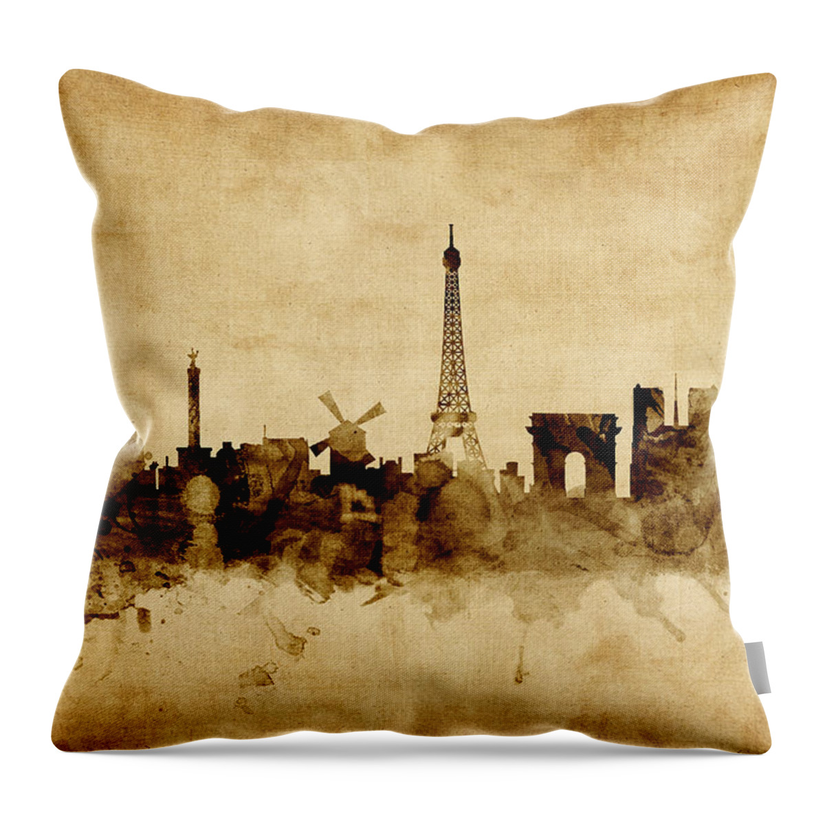 Paris Throw Pillow featuring the digital art Paris France Skyline by Michael Tompsett