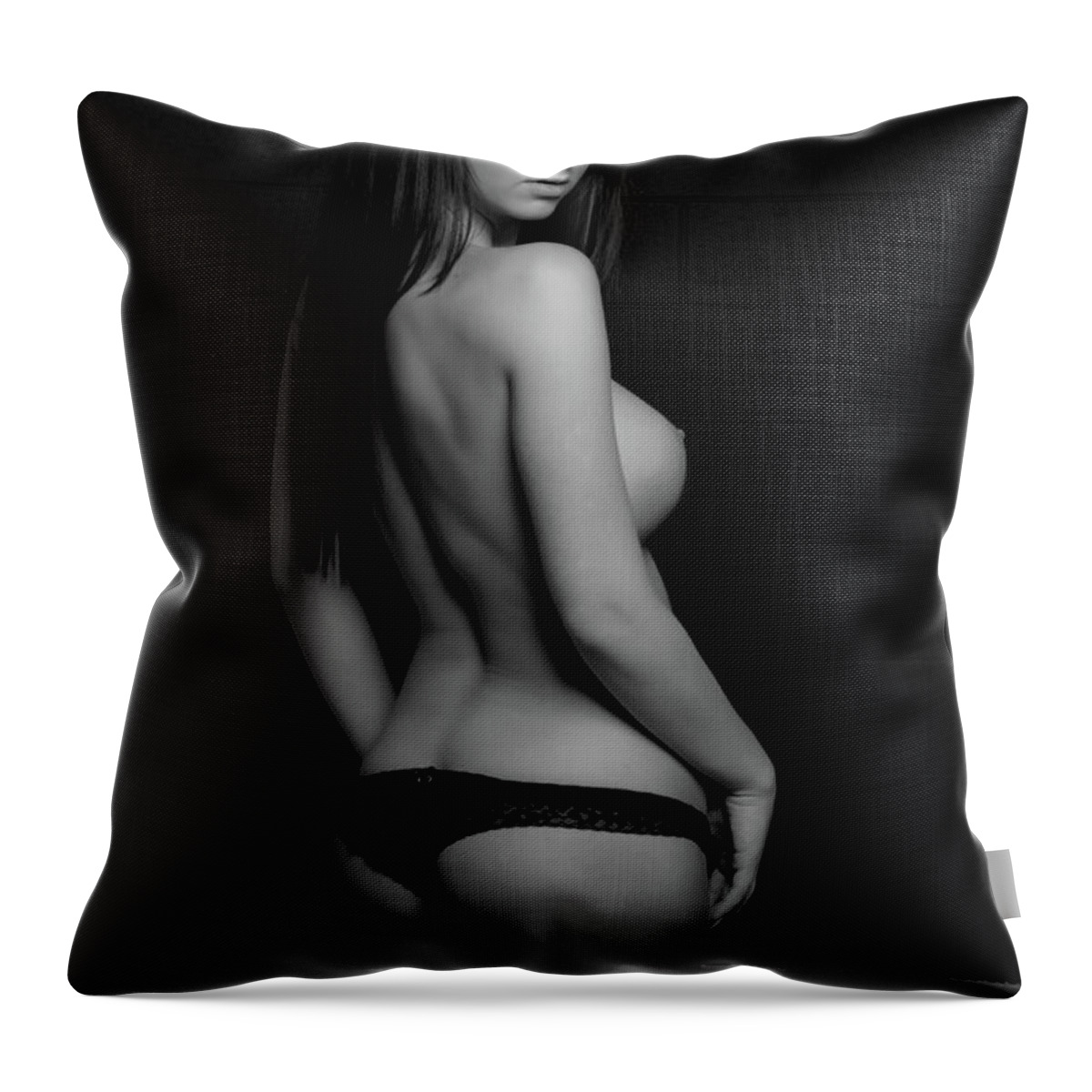 Lingerie Throw Pillow featuring the photograph Sweater And Heels by La Bella Vita Boudoir