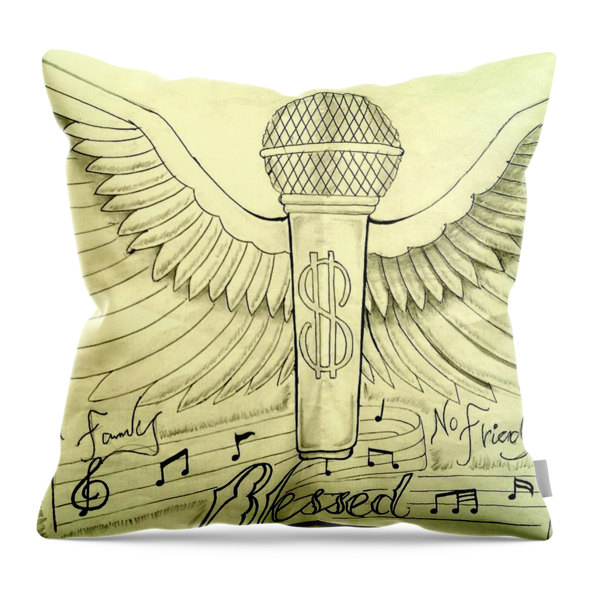 Black Art Throw Pillow featuring the drawing Untitled 8 by A S 