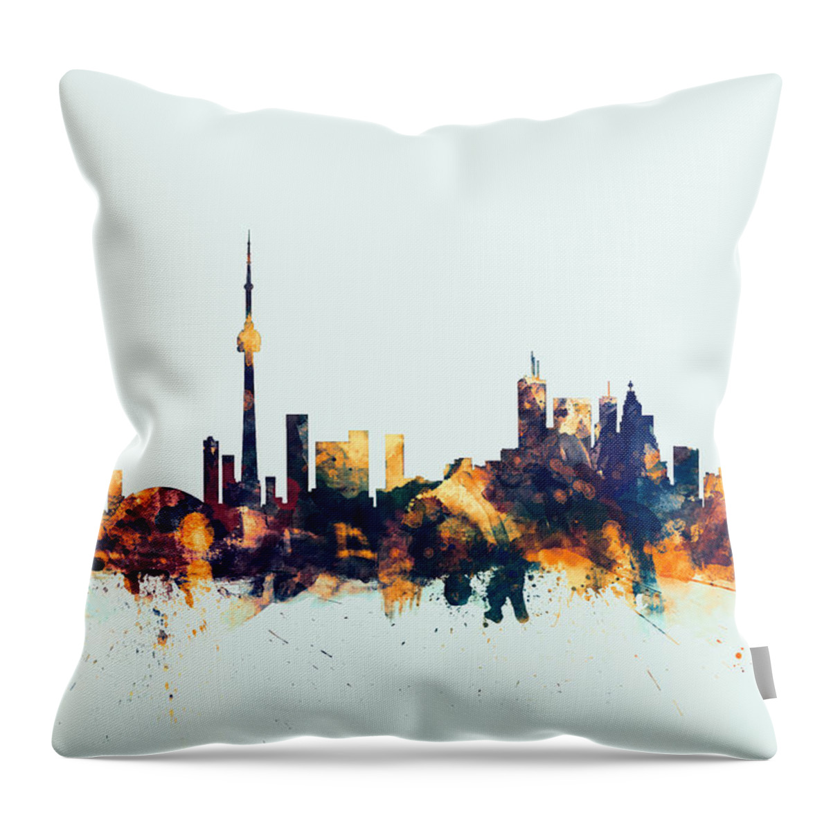 Toronto Throw Pillow featuring the digital art Toronto Canada Skyline by Michael Tompsett